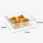 تابه چهارگوش شیشه‌ای 2 لیتر