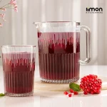 ست پارچ و لیوان شیشه ای شیاردار (چاپدار)
