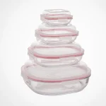 ست ظرف شیشه ای سرو و نگهداری دربدار